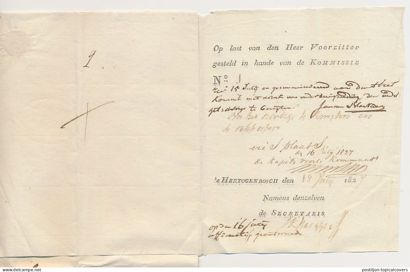 ZWOLLE FRANCO - S Hertogenbosch 1827 - Opnemen Van Gevangenen - ...-1852 Voorlopers