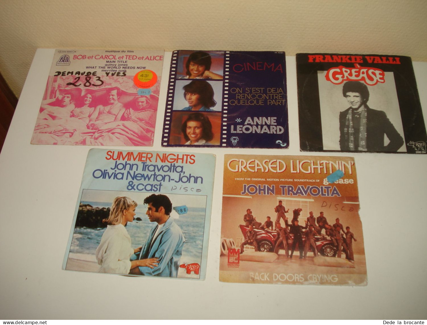 B15/ 5 Vinyles  SP - 7" - Musique Film - Grease - Summer Night - Travolta  ETC.. - Soundtracks, Film Music