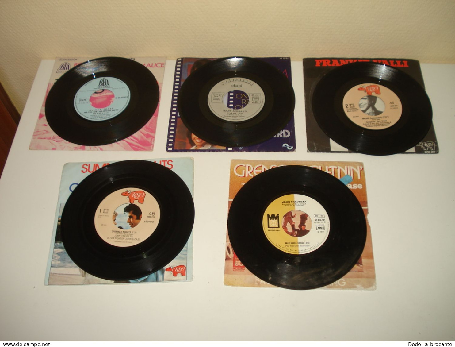 B15/ 5 Vinyles  SP - 7" - Musique Film - Grease - Summer Night - Travolta  ETC.. - Musique De Films