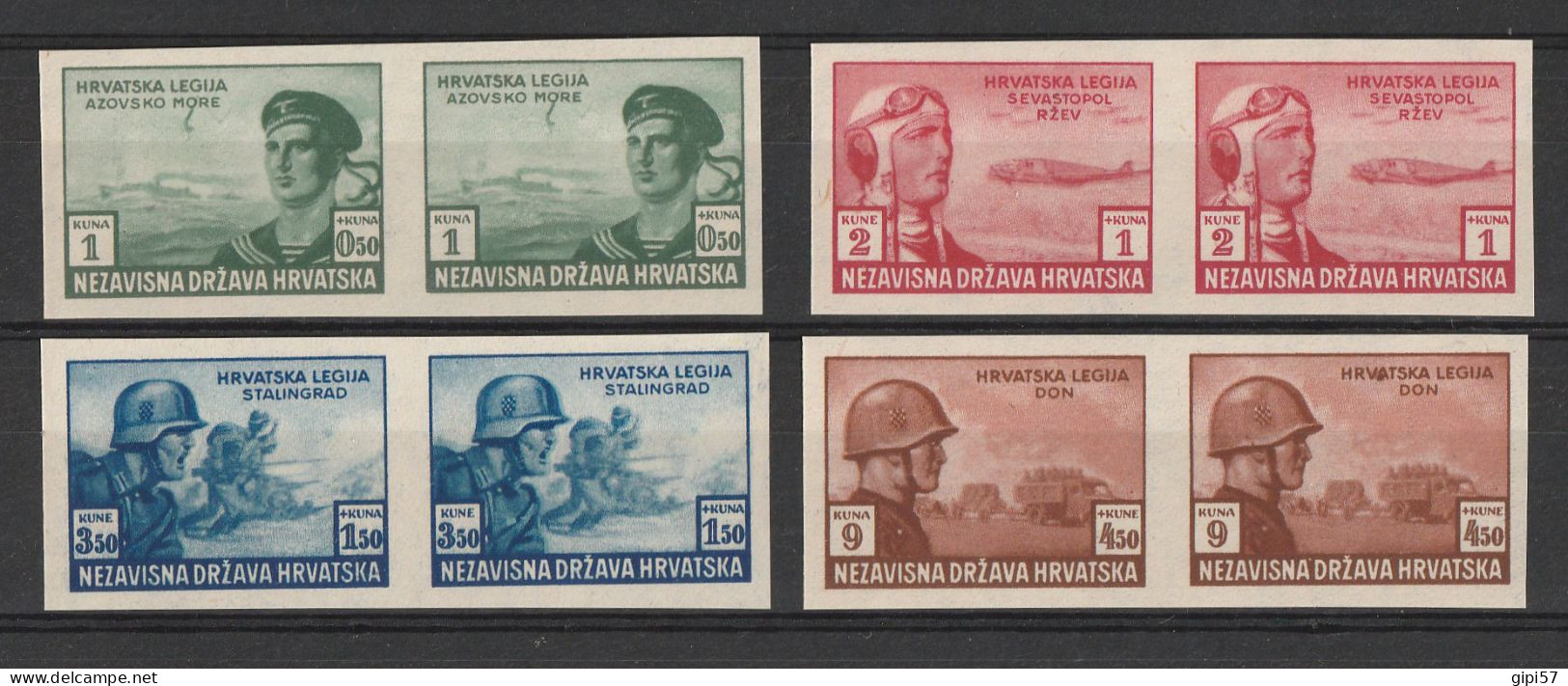 CROATIA HRVATSKA CROAZIA MNH ** 1943 MICH. 107/110 VARIETY IMPERFORATED - Croazia