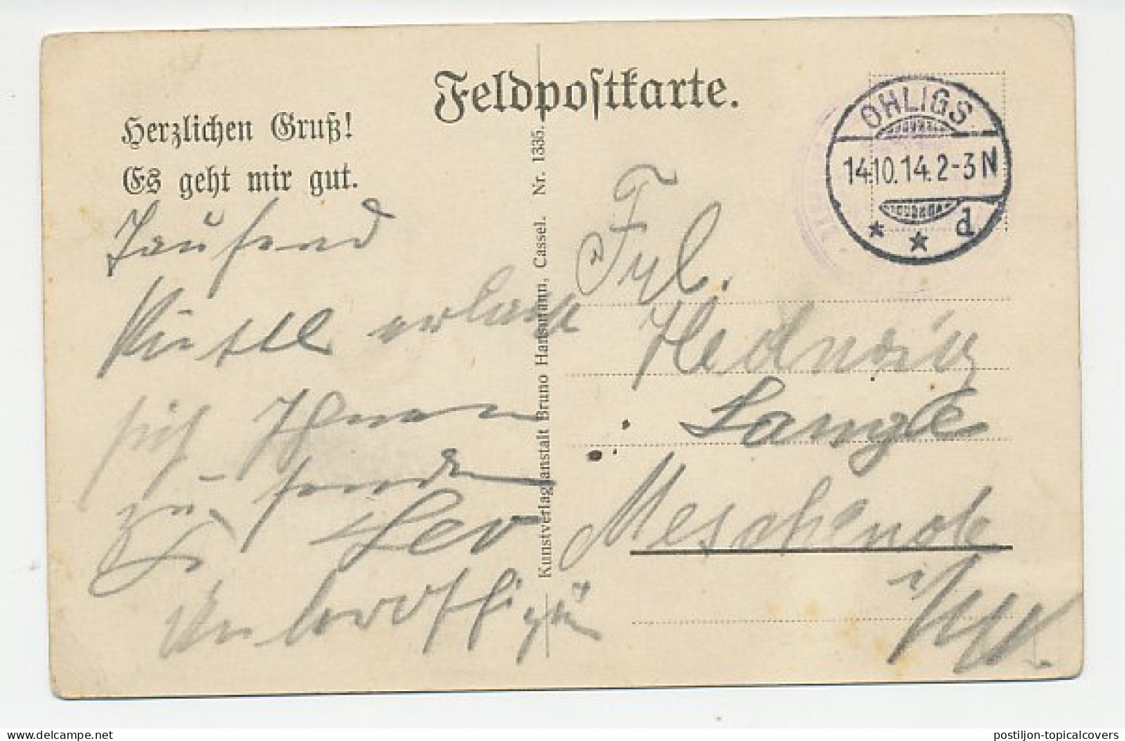 Fieldpost Postcard Germany 1914 Forsthaus Heide - Ohligs - Trees