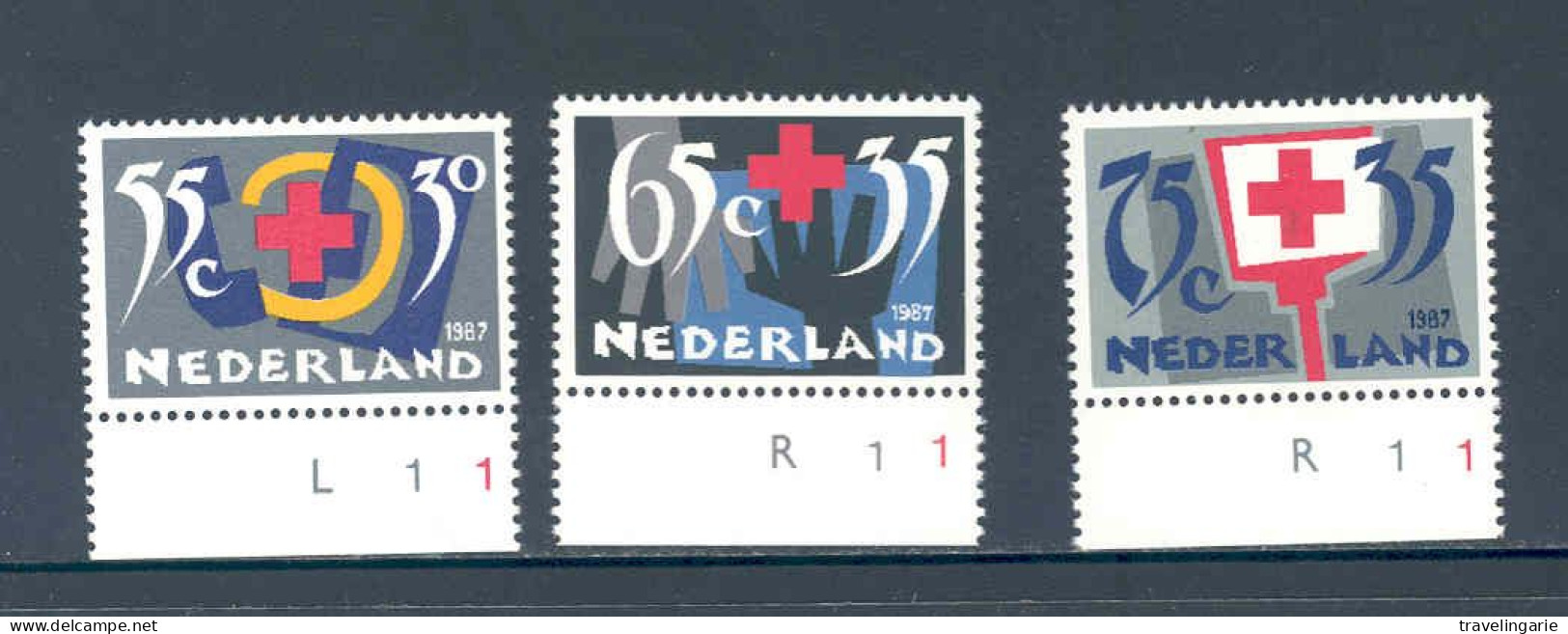 Netherlands 1987 Croix Rouge Red Cross With Plate Numbers NVPH 1381/83 Yvert 1293/95 MNH ** - Ungebraucht