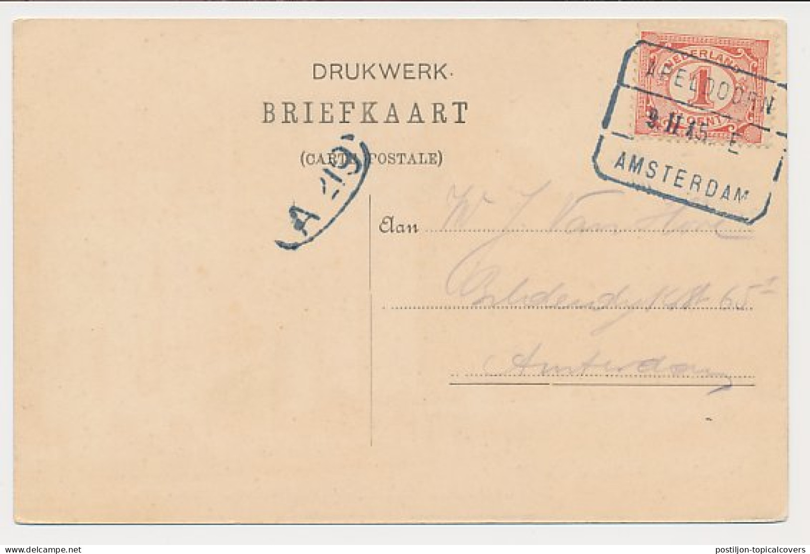 Treinblokstempel : Apeldoorn - Amsterdam E 1915 - Zonder Classificatie