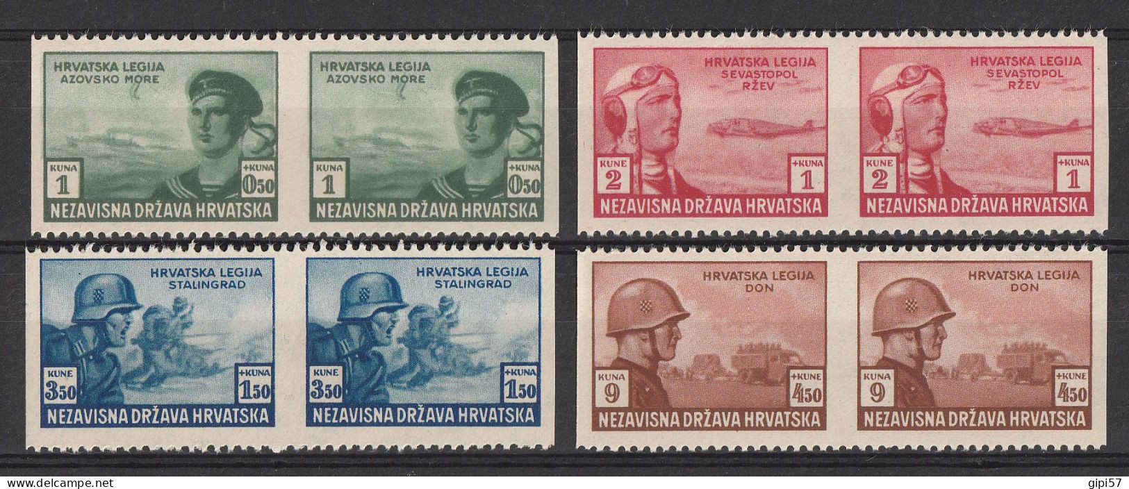 CROATIA HRVATSKA CROAZIA MNH ** 1943 MICH. 107/110 VARIETY VERTICAL IMPERFORATED - Croacia