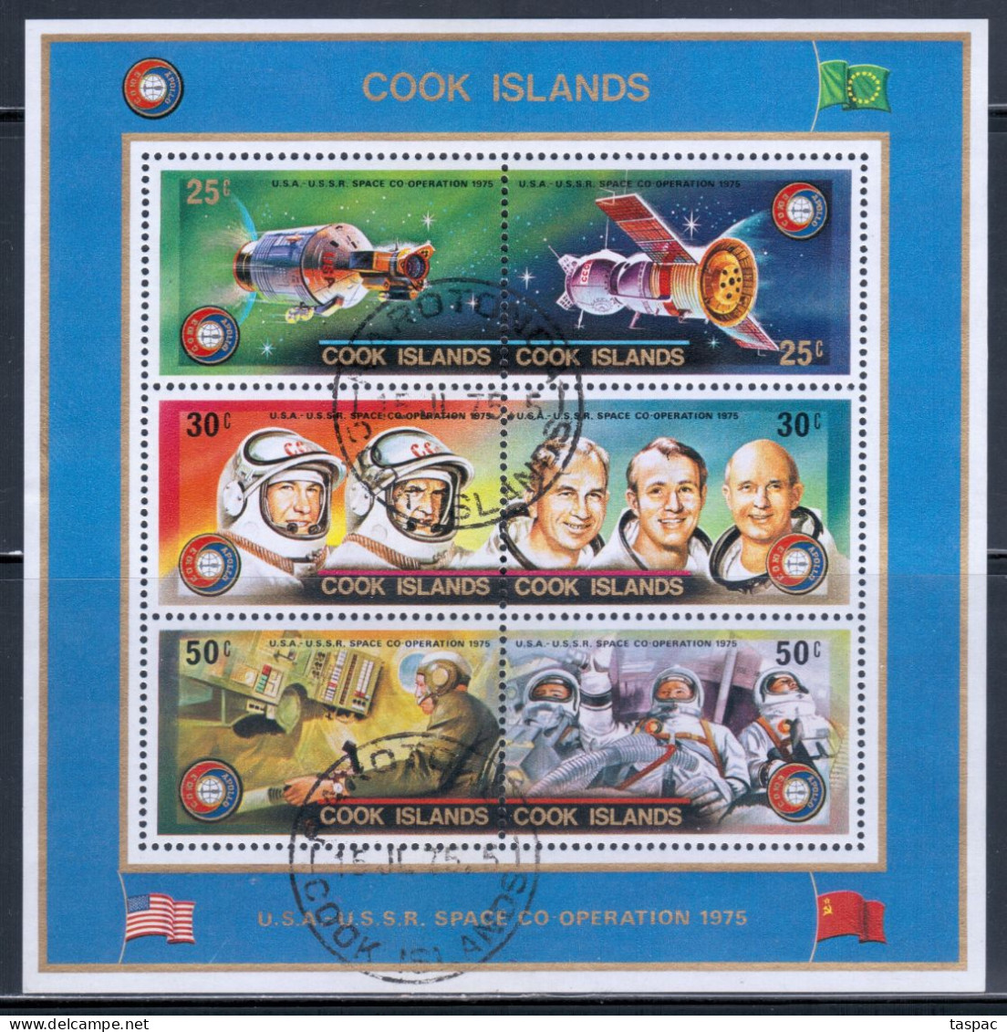 Cook Islands 1975 Mi# Block 46 Used - Apollo Soyuz Space Test Project - Oceania