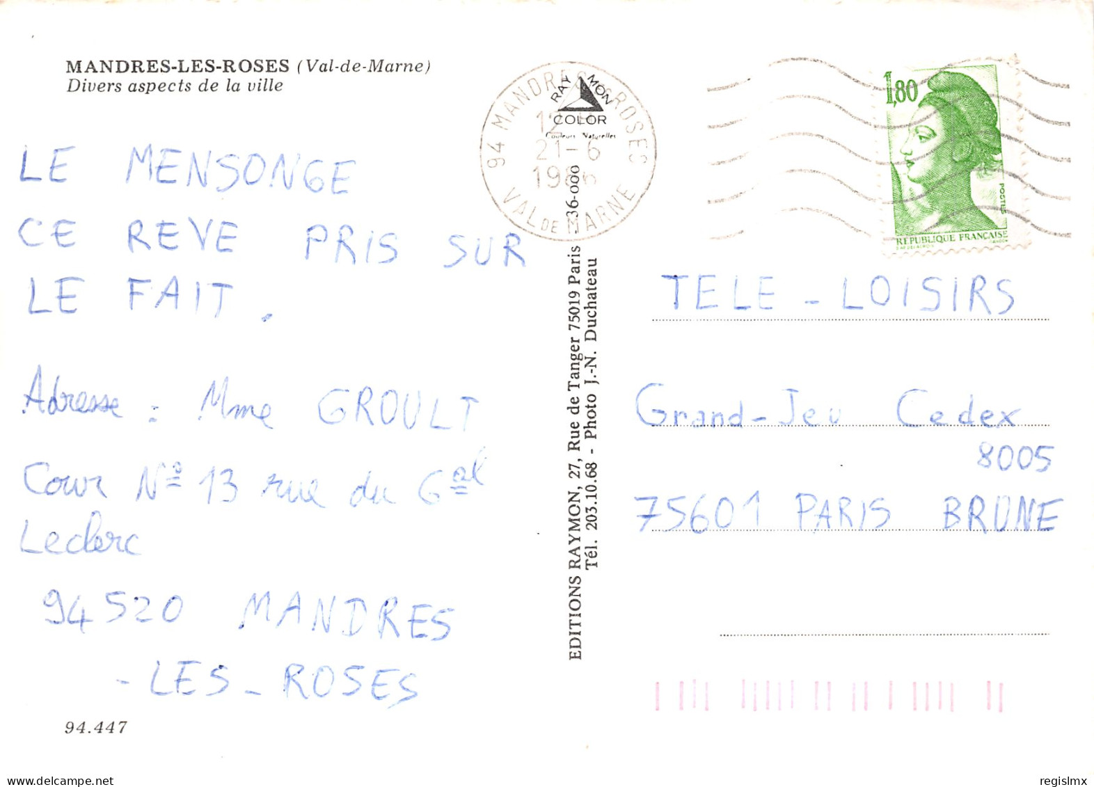 94-MANDRES LES ROSES-N°T2167-B/0293 - Mandres Les Roses
