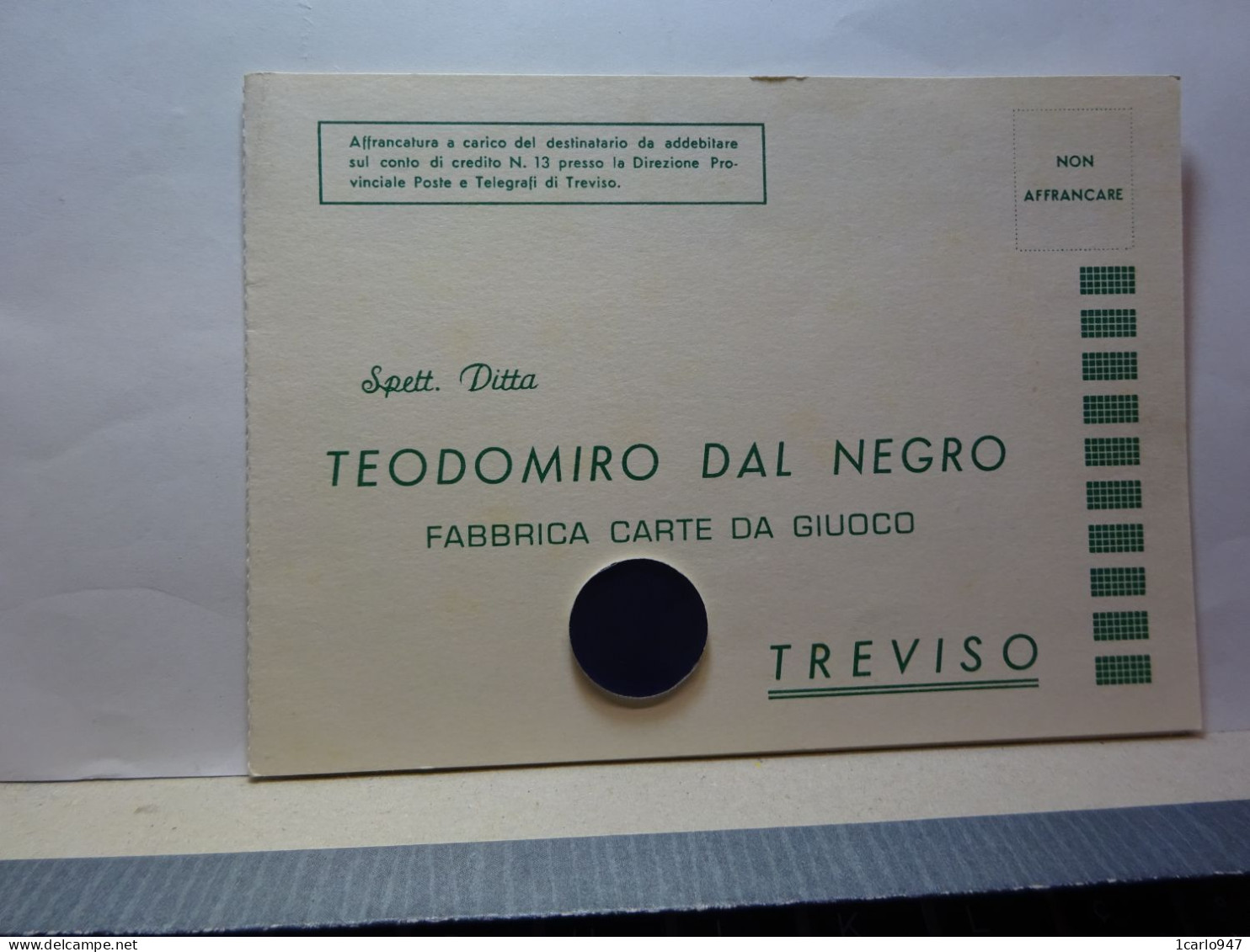 TREVISO      -- FABBRICA  - VENDITA  - CARTE DA GIUOCO ---    TEODOMIRO DAL NEGRO - Cartas