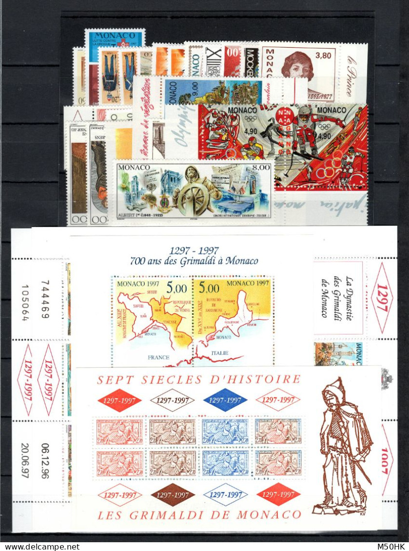 Monaco - Année Complète 1997 N** MNH Luxe - YV 2086 à 2145 , 61 Timbres , Cote 164+ Euros - Volledige Jaargang