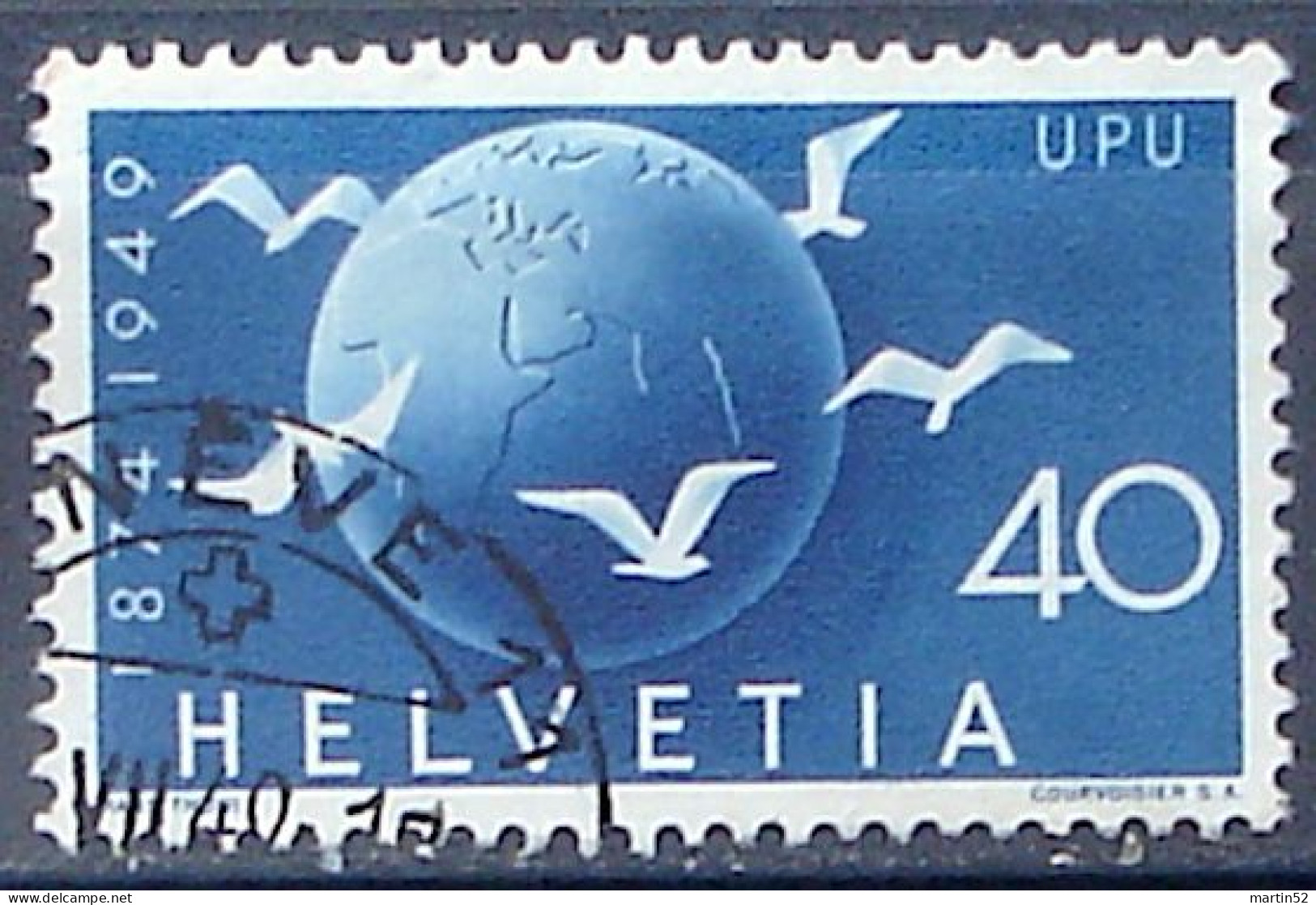 >SALE< Schweiz Suisse 1949: "75 Jahre UPU" Zu 296 Mi 524 Yv 476 (Globus) Mit Stempel  GENÈVE 11 ?.VII.49 (Zu CHF 12.00) - Gebraucht