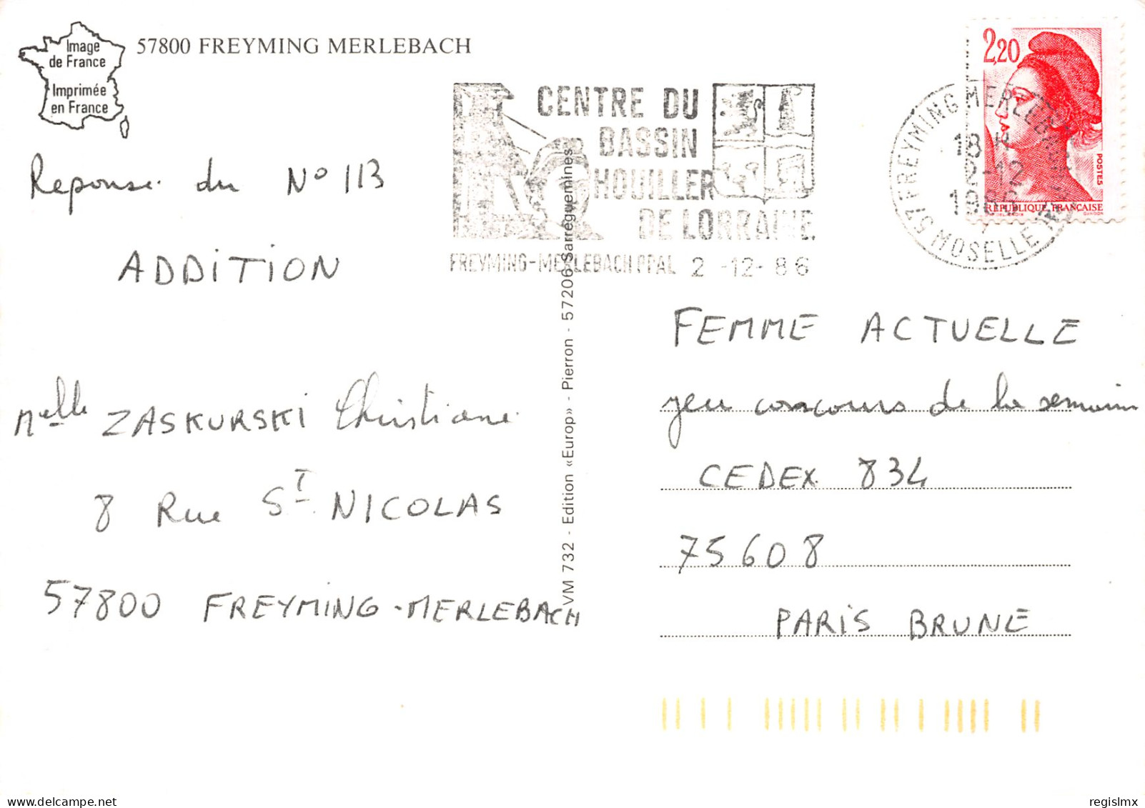 57-FREYMING MERLEBACH-N°T2171-C/0055 - Freyming Merlebach