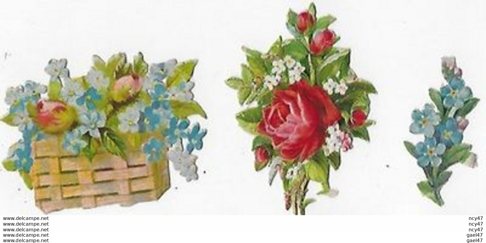 3 DECOUPIS. Fleurs,roses, Myosotis...S3569 - Bloemen