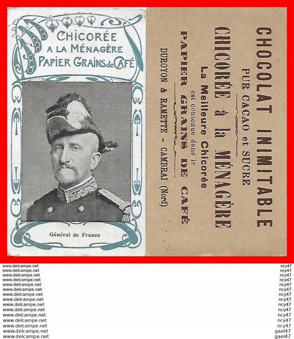 CHROMOS. Chocolat & Chicorée. A La Ménagère. Duroyon & Ramette  (Cambrai) Général De France...S207 MILITARIA - Duroyon & Ramette