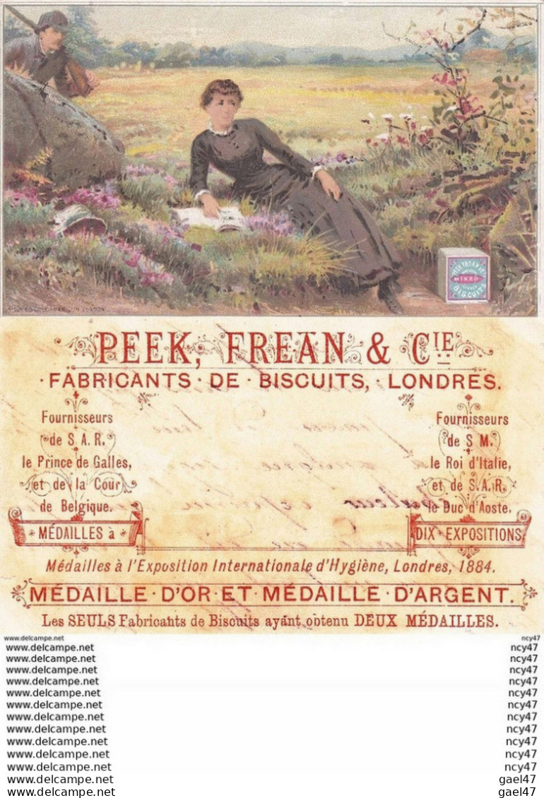 CHROMOS.  Biscuits. PEEK, FREAN & Cie.  Jeune Femme Lisant Et Le Chasseur.  ..T293 - Autres & Non Classés