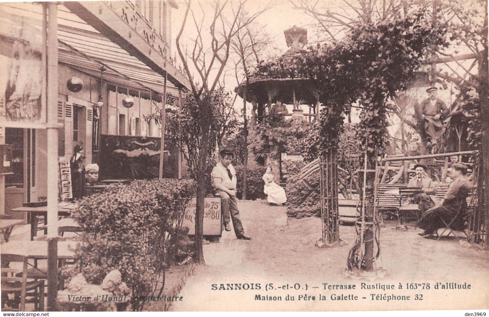 SANNOIS (Val-d'Oise) - Terrasse Rustique - Maison Du Père La Galette - Voyagé 1915 (2 Scans) - Sannois