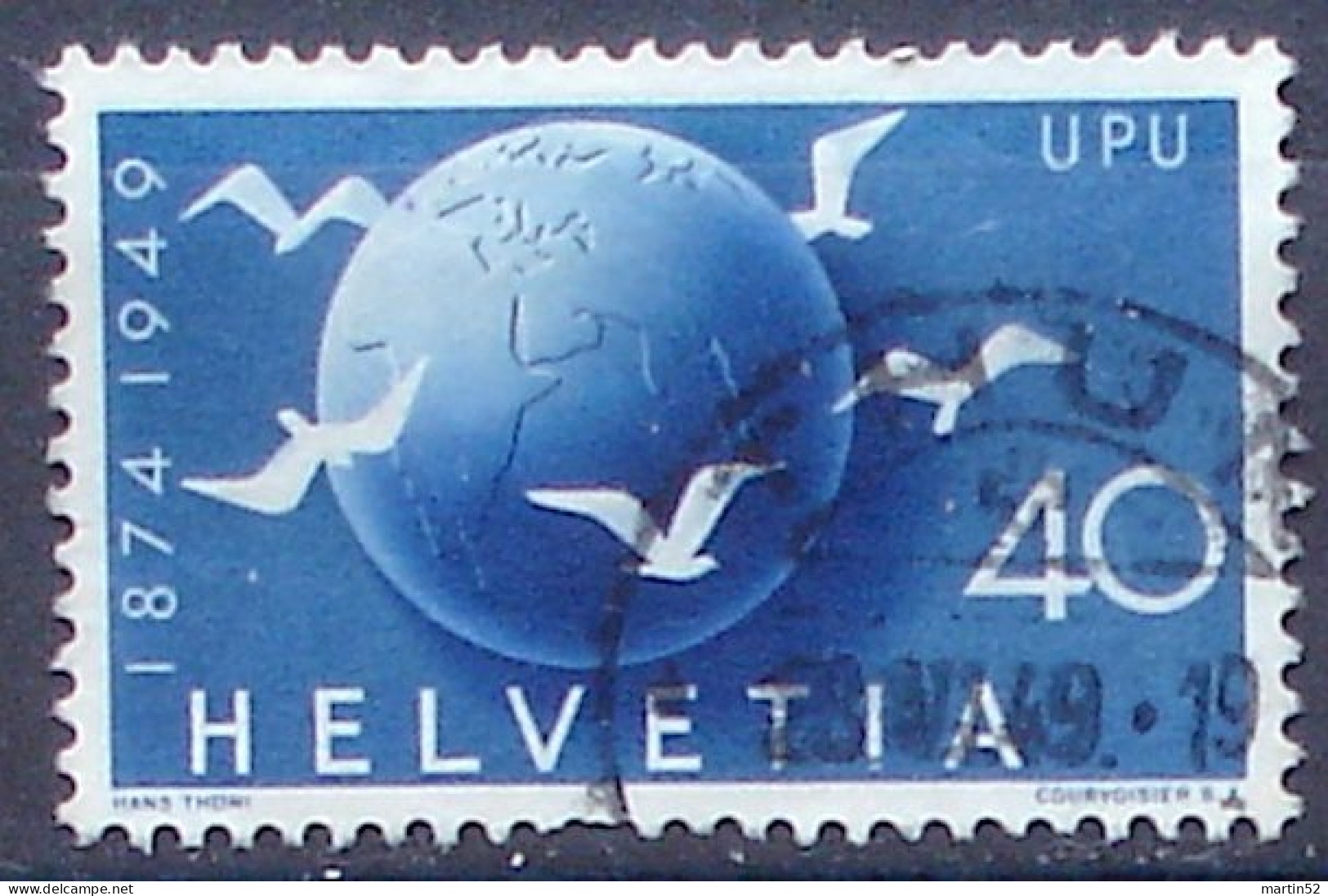 >SALE< Schweiz Suisse 1949: "75 Jahre UPU" Zu 296 Mi 524 Yv 476 (Globus) Mit Voll-Stempel THUN 28.VI.49 (Zu CHF 12.00) - Used Stamps
