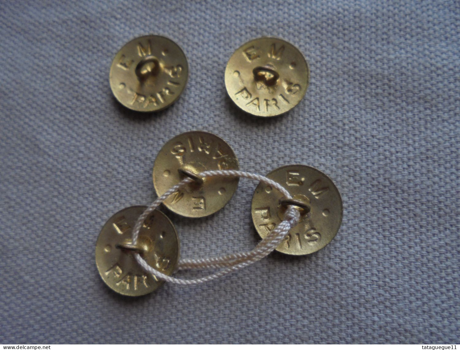 Ancien - 5 petits boutons laiton et émail 1,6 mm E.M Paris Art Nouveau