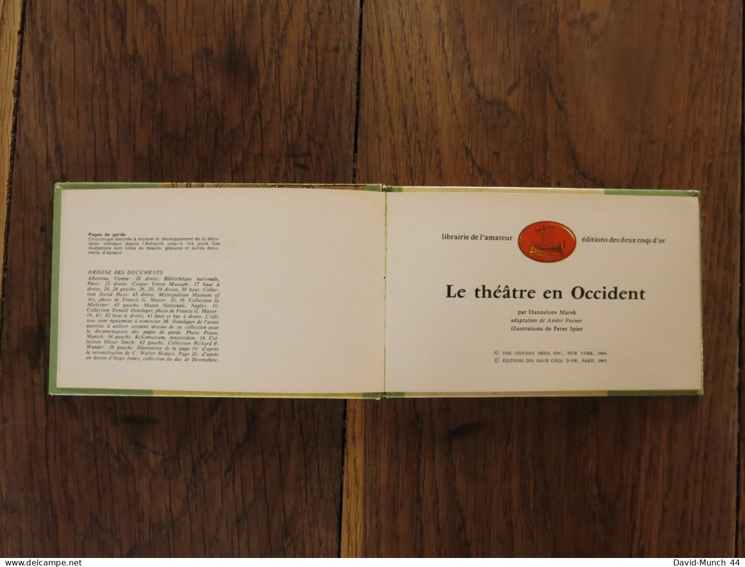 Le Théâtre En Occident De Marek Hannelore. Editions Des Deux Coqs D'or. 1965 - Autres & Non Classés