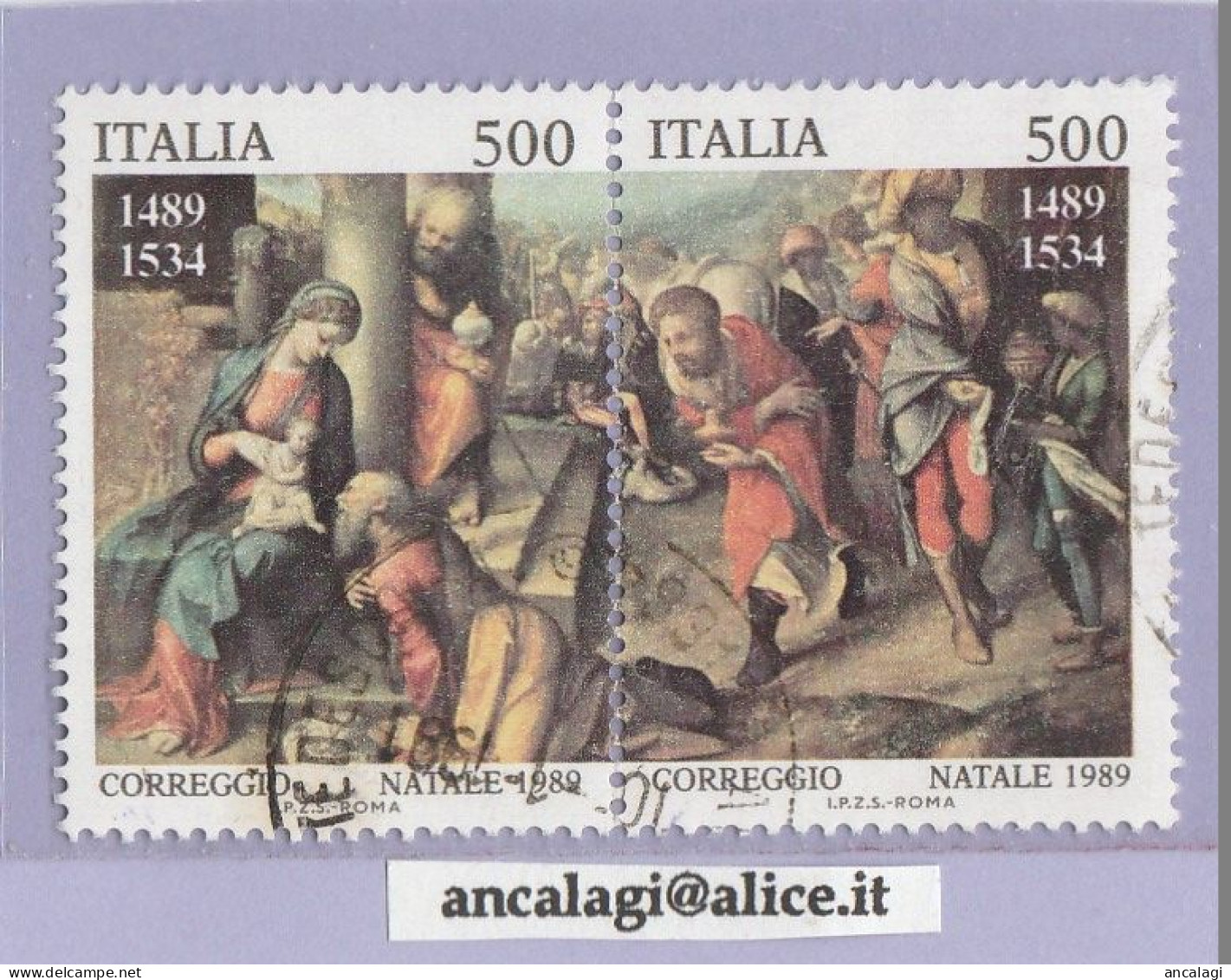 USATI ITALIA 1989 - Ref.0601 "NATALE" Serie Di 2 Val. In Dittico - 1981-90: Usati