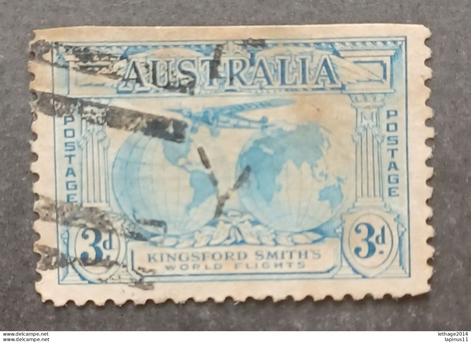 AUSTRALIA 1931 SOUTHERN CROSS OVER OF THE EMISPHERES SCOTT N 112 VARIETY SUPERIOR IMPERFORATE - Usados