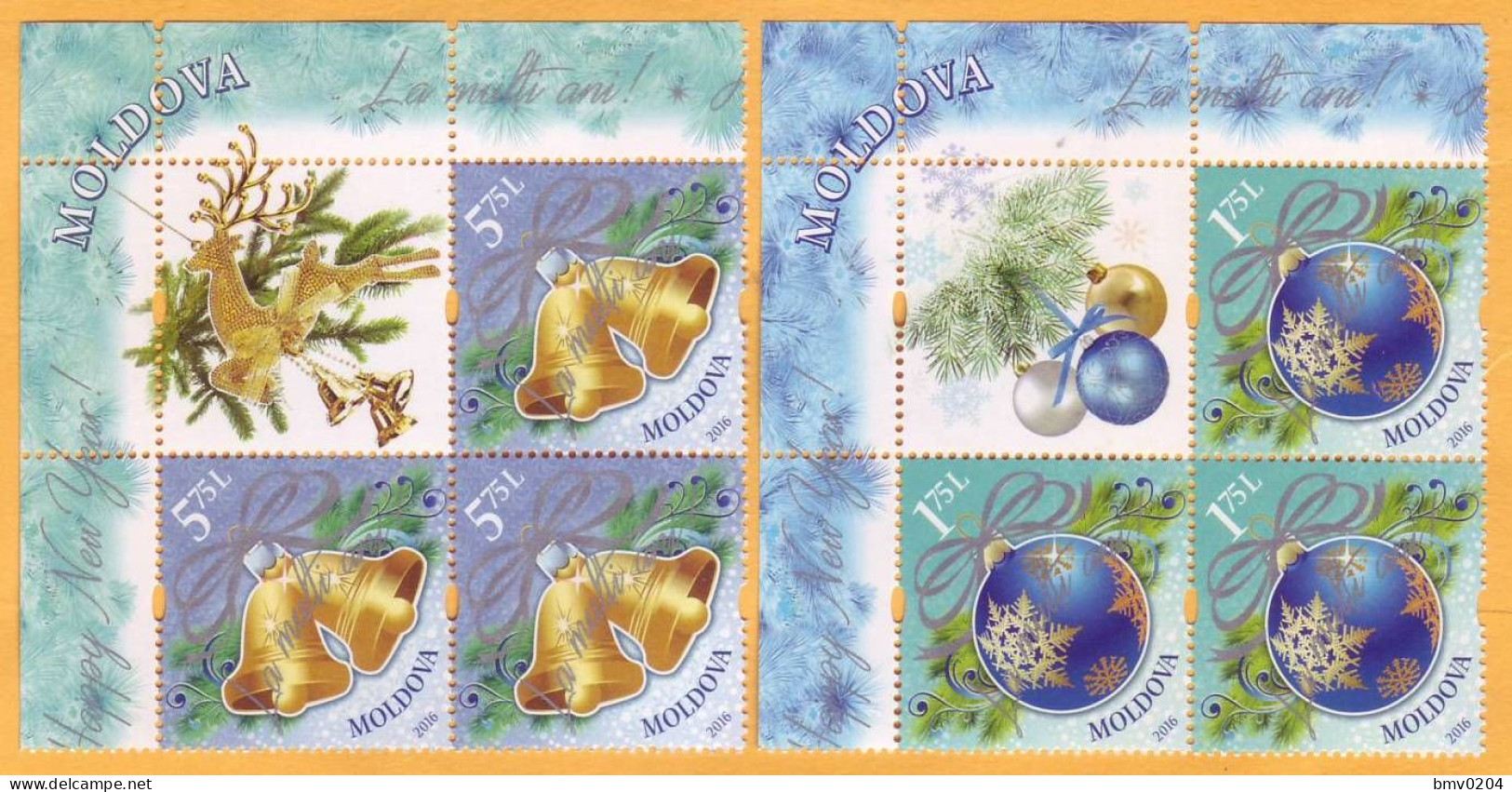 2016  Moldova Moldavie Moldau  Happy New Year!  2x3v Mint - Anno Nuovo