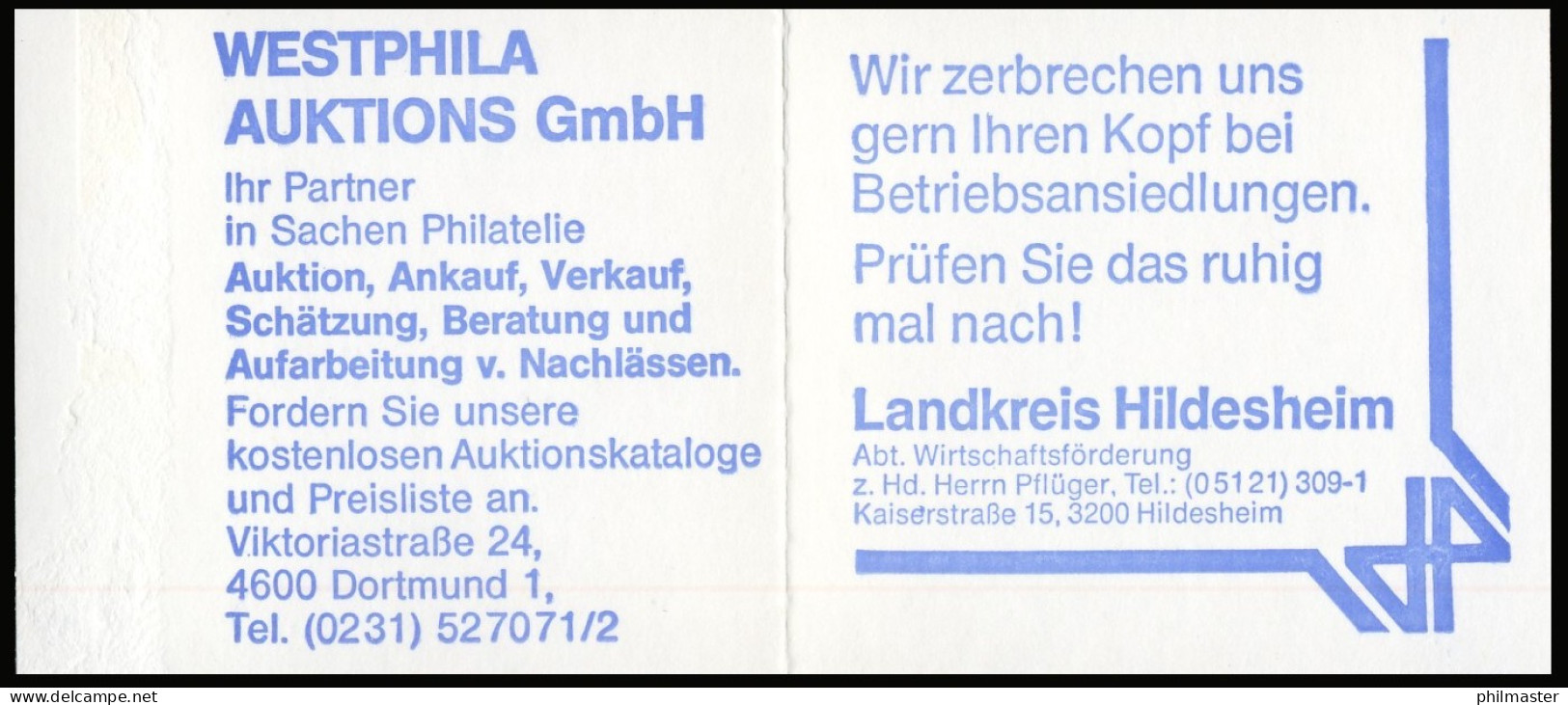 22Iw MH Westphila 1980 Buchdruck - Mit PLF VII ** - 1971-2000