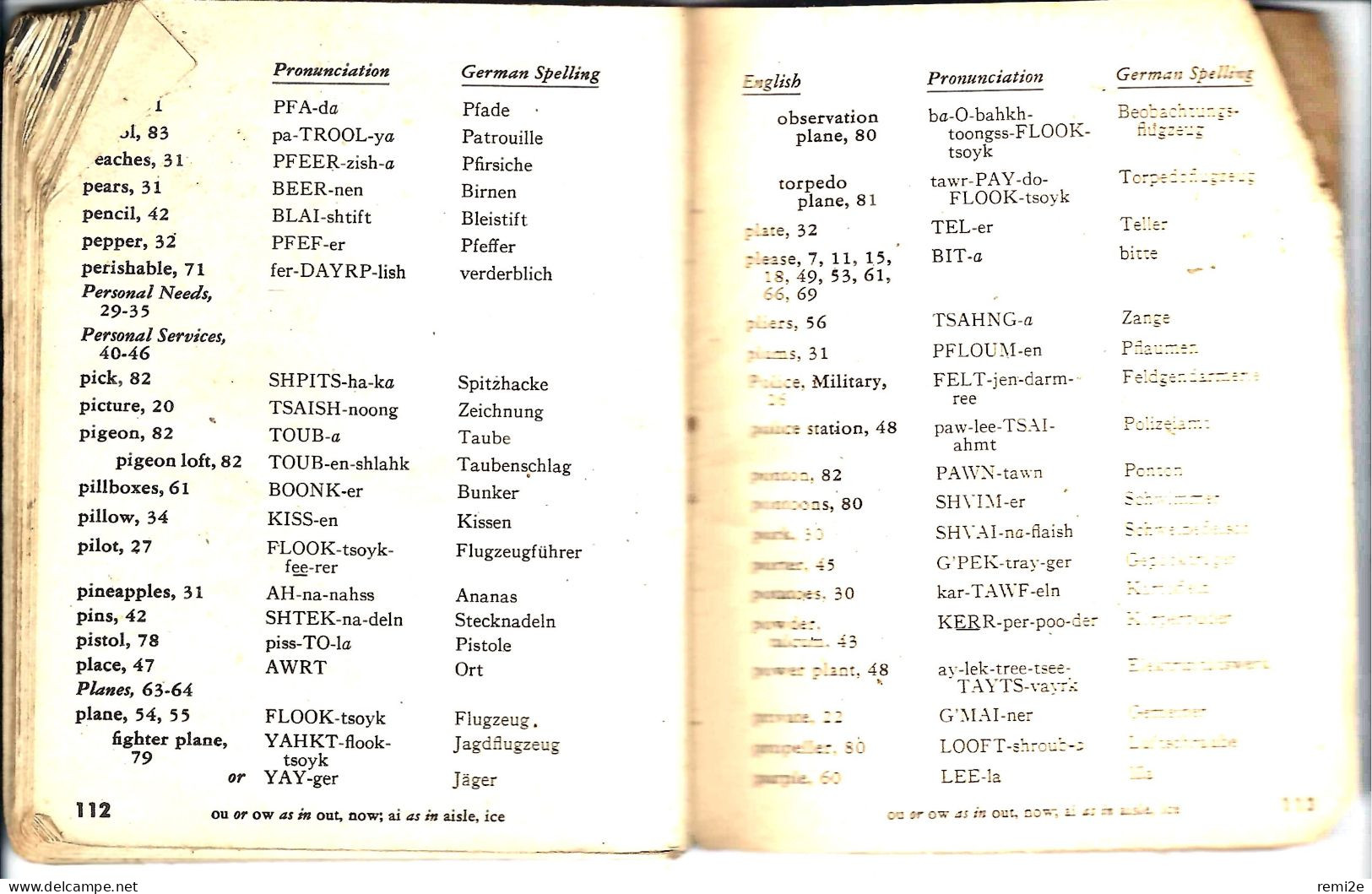 WW2 2WK WK2 Dictionnaire Militaire Américain Pour Soldat GI's Anglais/allemand édité 11.1943 TM 30-606 Restricted - Documents