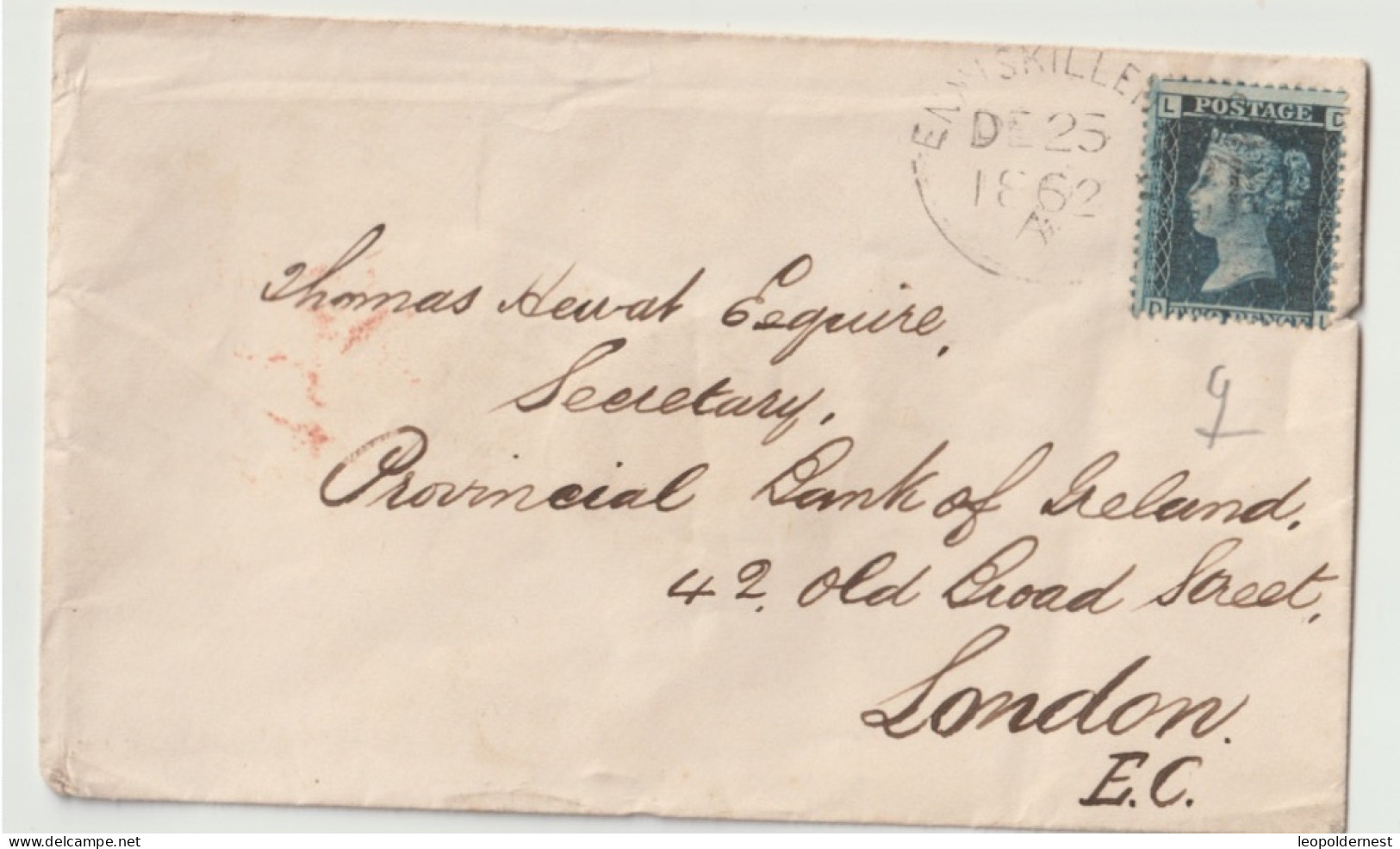 Grande Bretagne - 2 Penne Bleu. 1862  Sur Petite Enveloppe. - Oblitérés