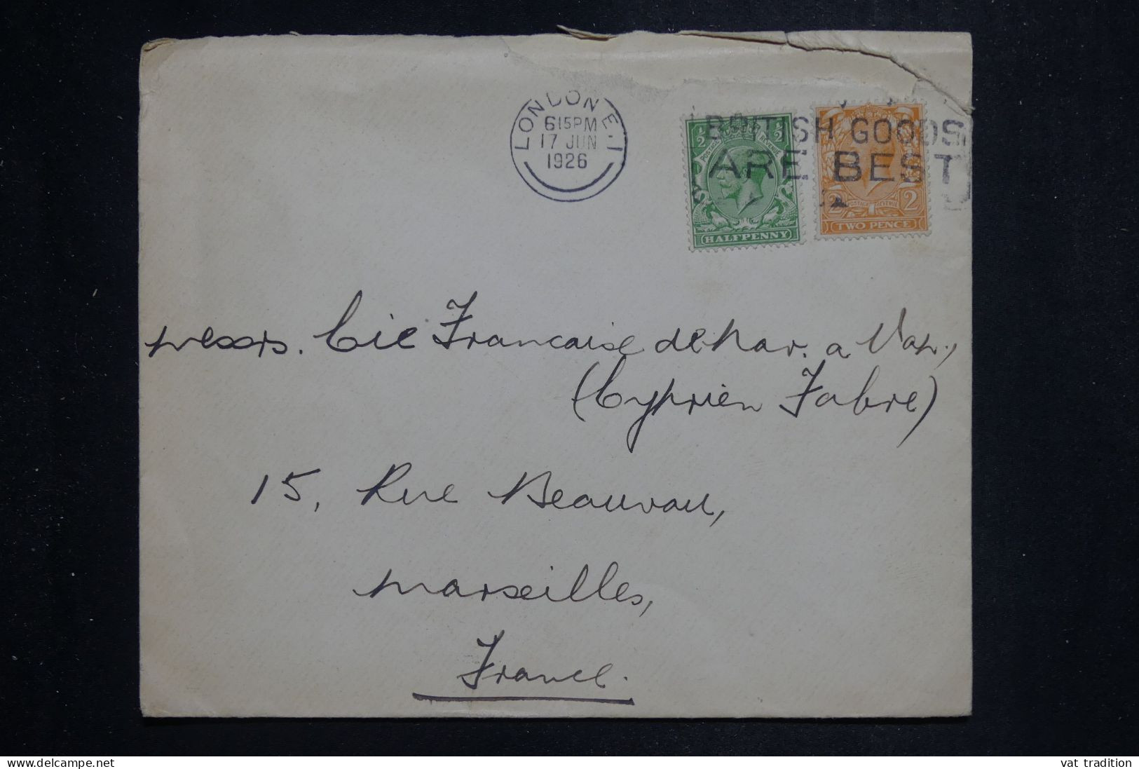 ROYAUME UNI - Enveloppe Commerciale De Londres Pour La France En 1926 - L 151786 - Briefe U. Dokumente