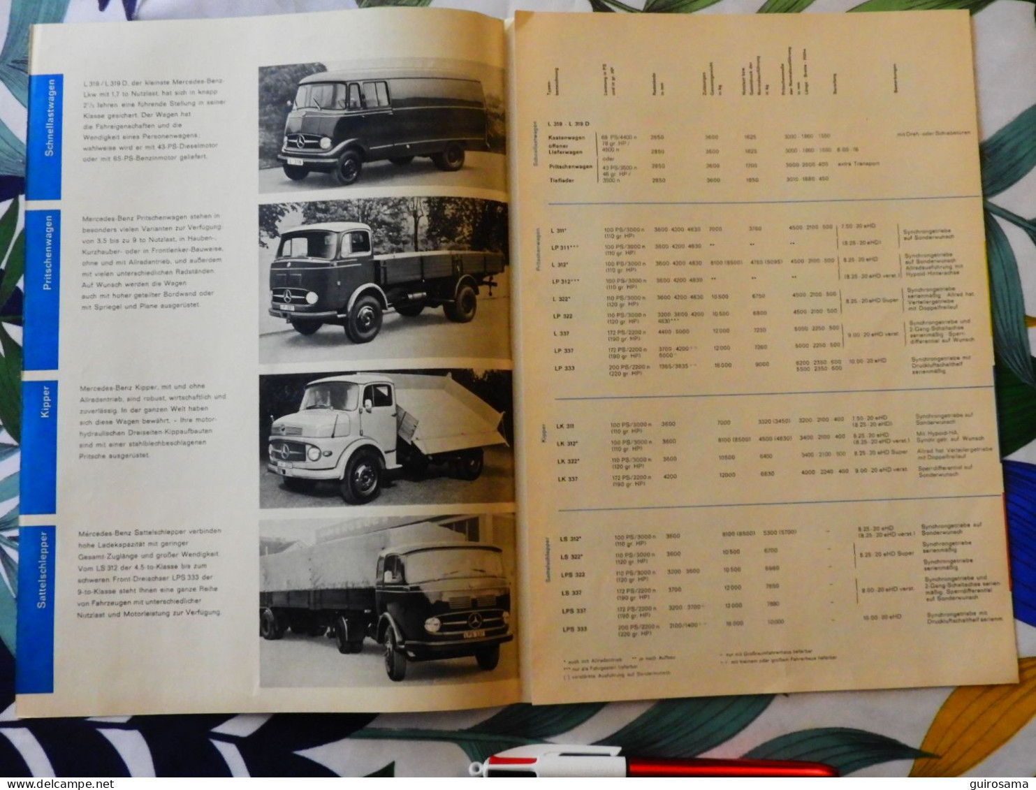 Catalogue  Mercedes-Benz L319, Kipper - 1959 - Bus, Chantier, Pompier - Automobile