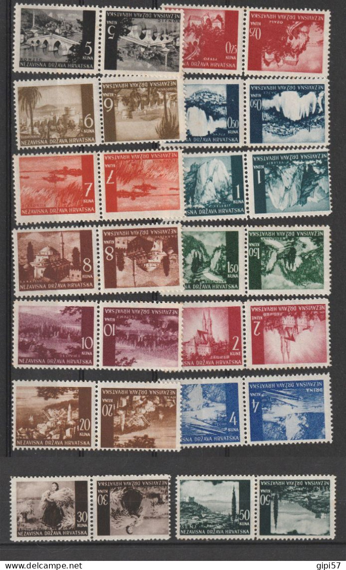 CROATIA CROAZIA MNH ** 1941 LANDSCAPE TETE-BECHE 14 V. - Croatia