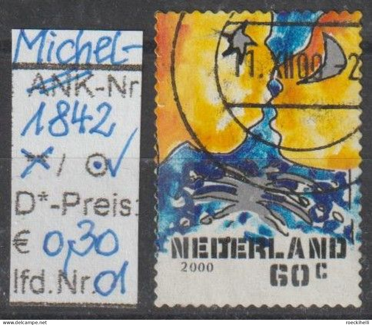 2000 - NIEDERLANDE - FM/DM "Dez.marken-Sich Küssendes Paar" 60 C Mehrf. - S. Scan  (1842o 01-02 Nl) - Oblitérés