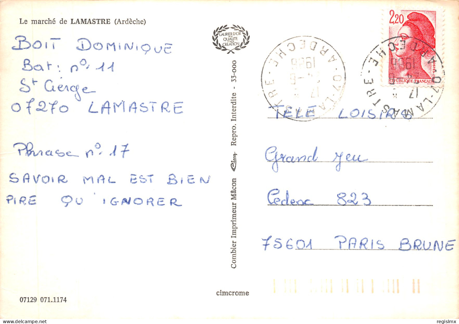 07-LAMASTRE-N°T2179-C/0201 - Lamastre