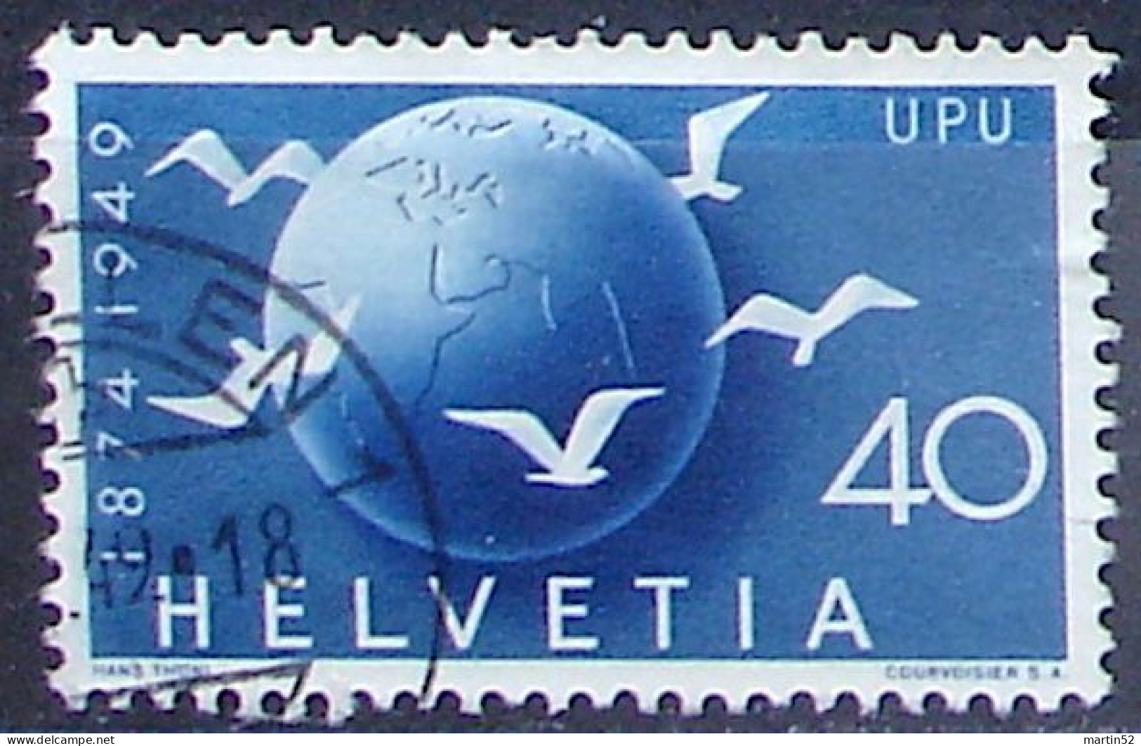 >SALE< Schweiz Suisse 1949: "75 Jahre UPU" Zu 296 Mi 524 Yv 476 (Globus) Mit Eck-Stempel ST.GALLEN 1 .49 (Zu CHF 12.00) - Oblitérés