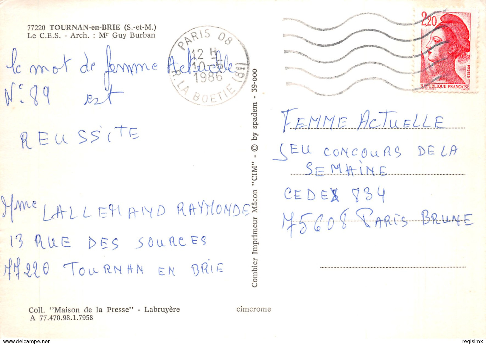 77-TOURNAN EN BRIE-N°T2180-C/0203 - Tournan En Brie