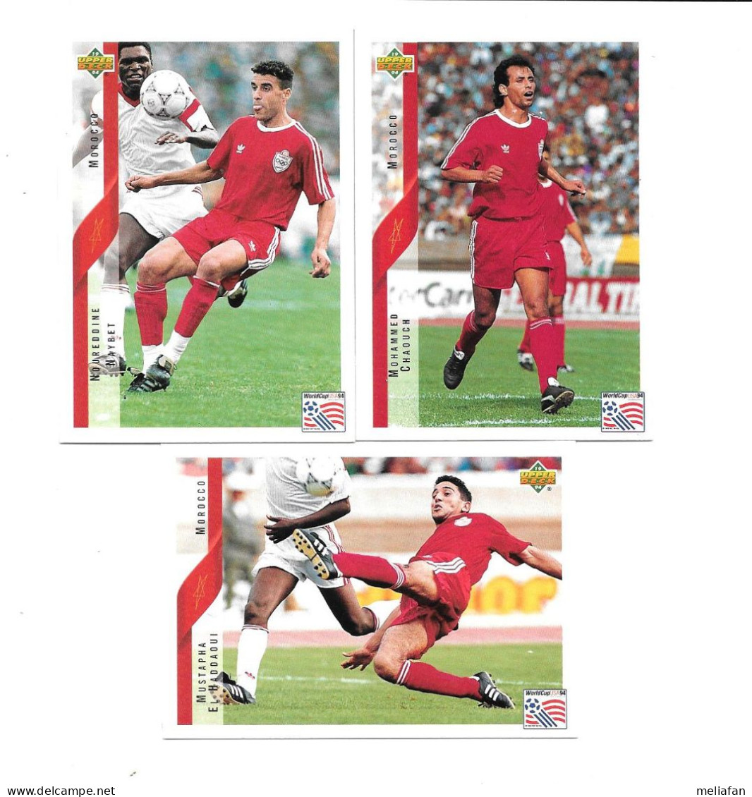 EH25 - CARTES UPPER DECK USA 94 - MAROC - MOHAMMED CHAOUCH - NOURREDINE NAYBET - MUSTAPHA EL HADDAOUI - Trading Cards