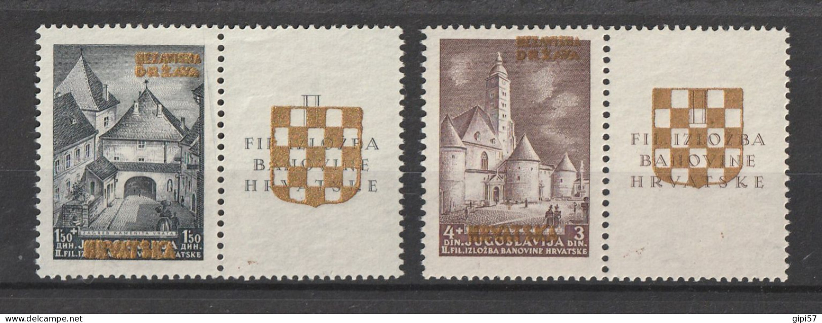 CROATIA CROAZIA MNH** MICH. 39,40 OVERPRINT WITH LABEL - Croazia