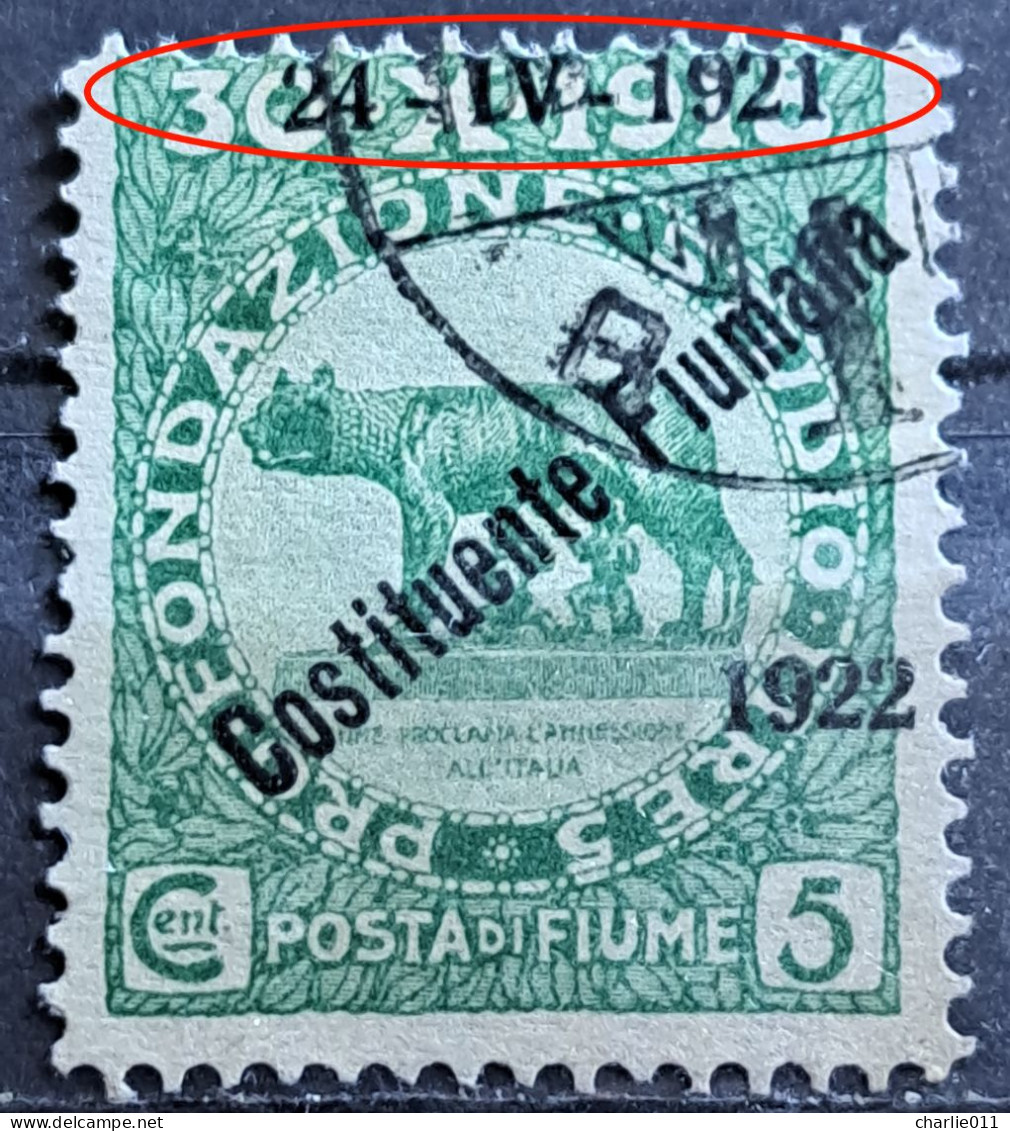 ROMULUS AND REMUS -5 C-OVERPRINT COSTITUENTE FIUMANA-ERROR SHORT STAMP-FIUME-ITALY-YUGOSLAVIA-CROATIA-1921 - Croazia