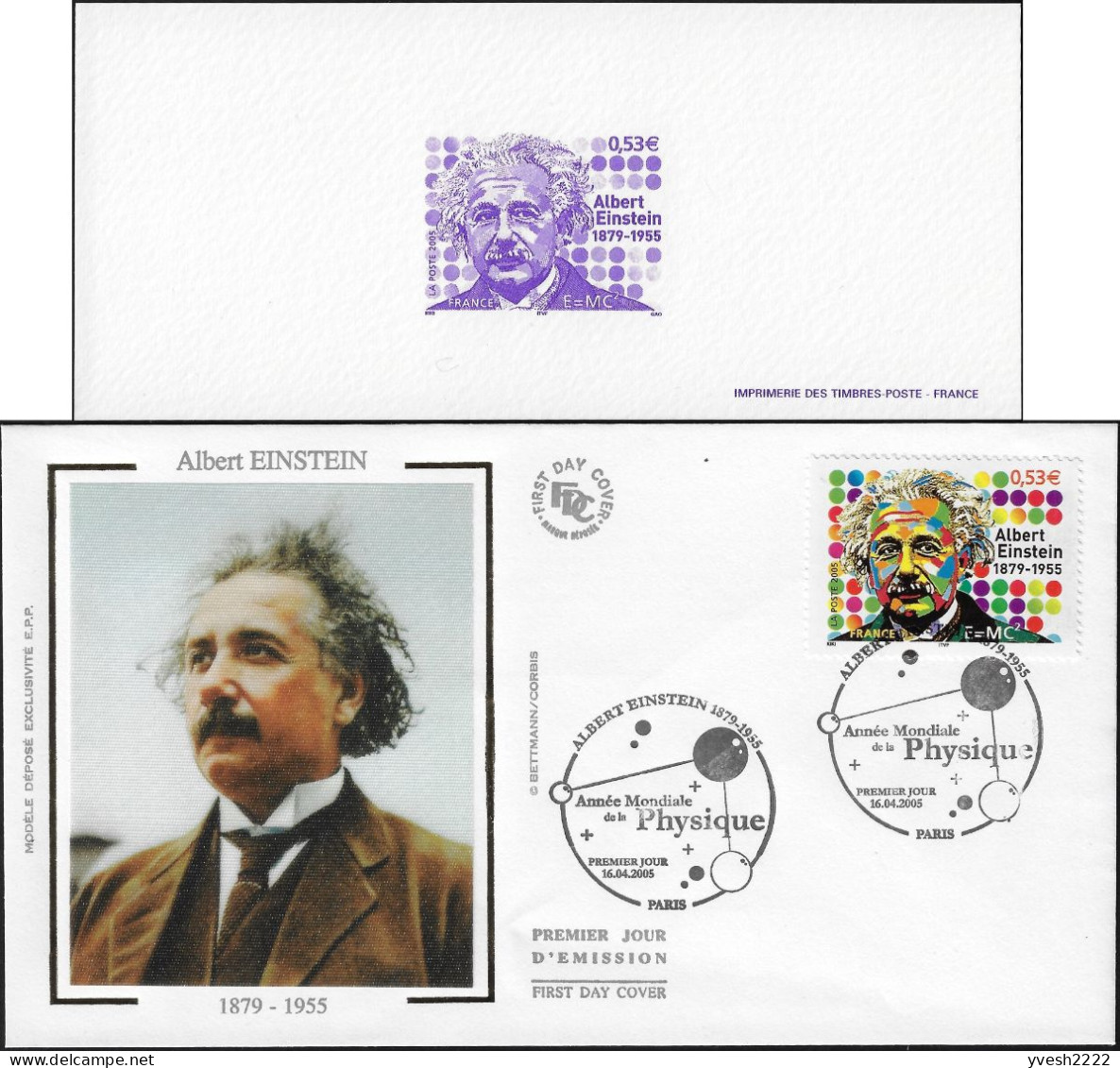 France 2005 Y&T 3779 Feuillet De Luxe Et FDC. Albert Einstein, Année Mondiale De La Physique - Albert Einstein