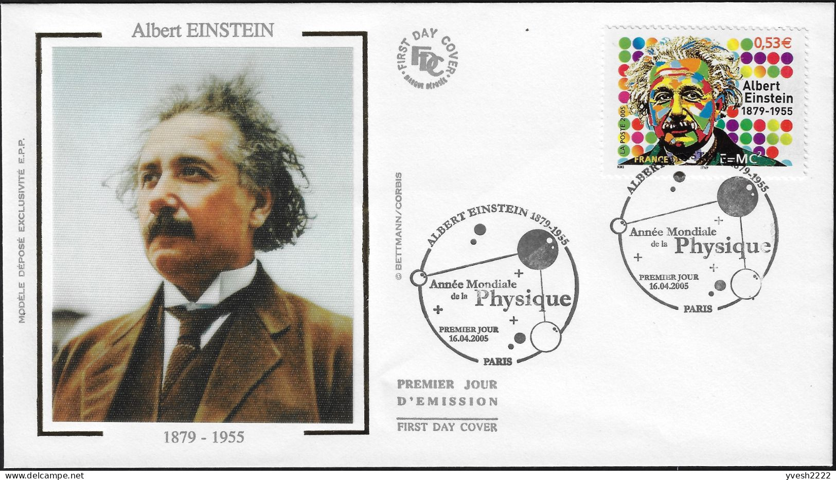 France 2005 Y&T 3779 Feuillet De Luxe Et FDC. Albert Einstein, Année Mondiale De La Physique - Albert Einstein