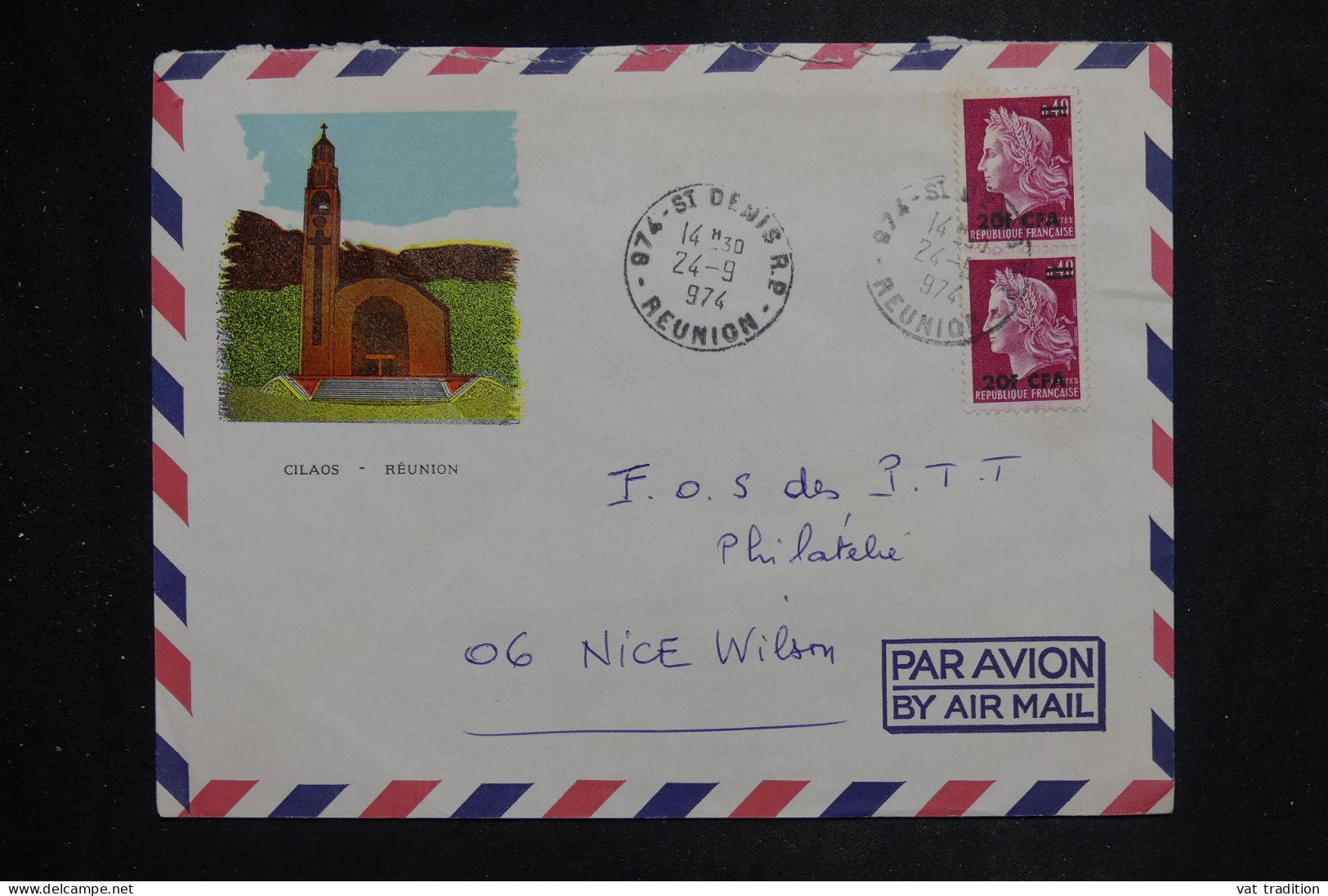 RÉUNION - Enveloppe Illustrée ( Cilaos), De St Denis Pour Nice En 1974  ( Bloc Dateur Sans 1 De 1974 ) - L 151793 - Storia Postale