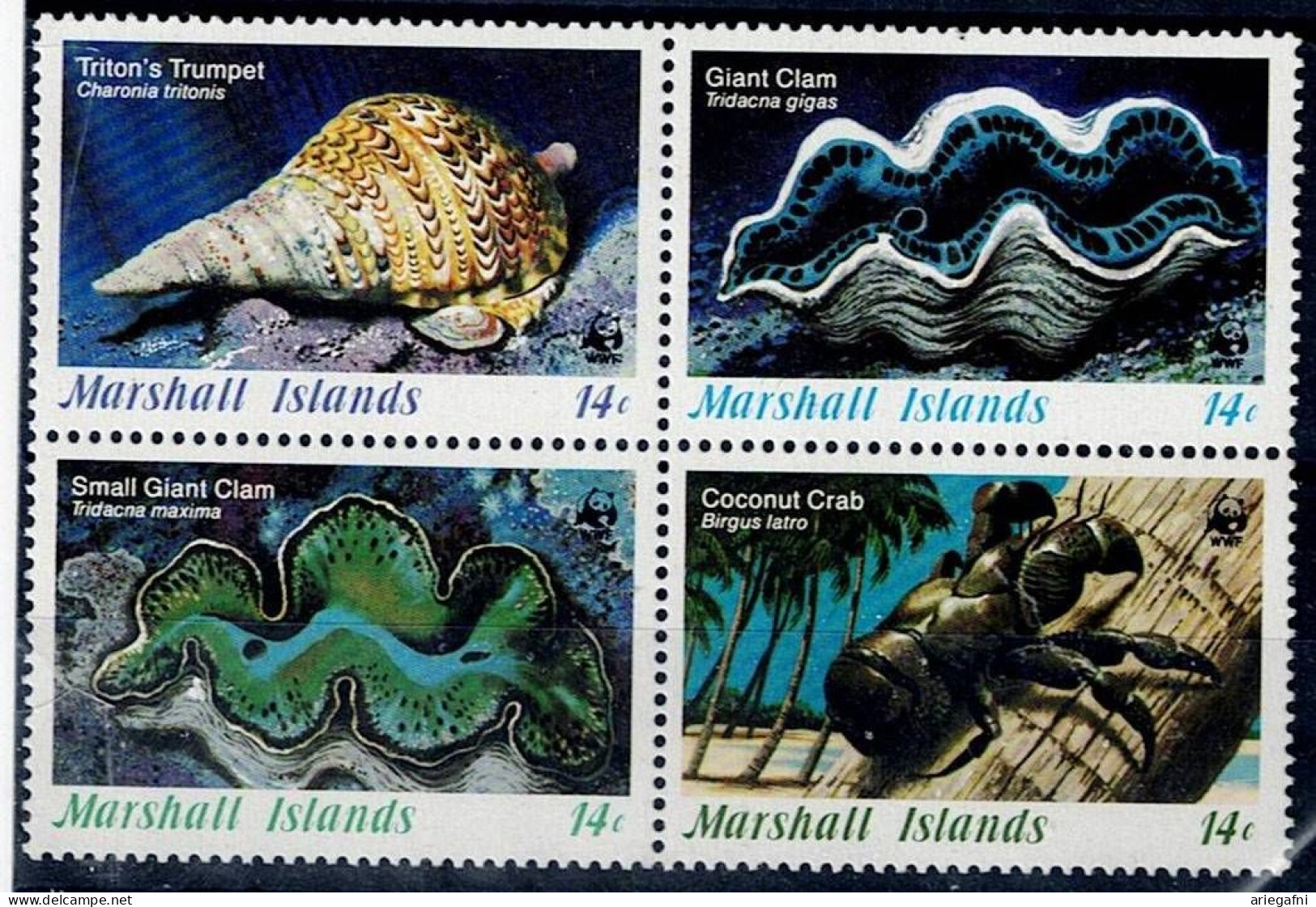 MARSHALL ISLANDS 1986 SEA SNAILS AND SHELLS MI No 73-5 MNH VF!! - Andere & Zonder Classificatie