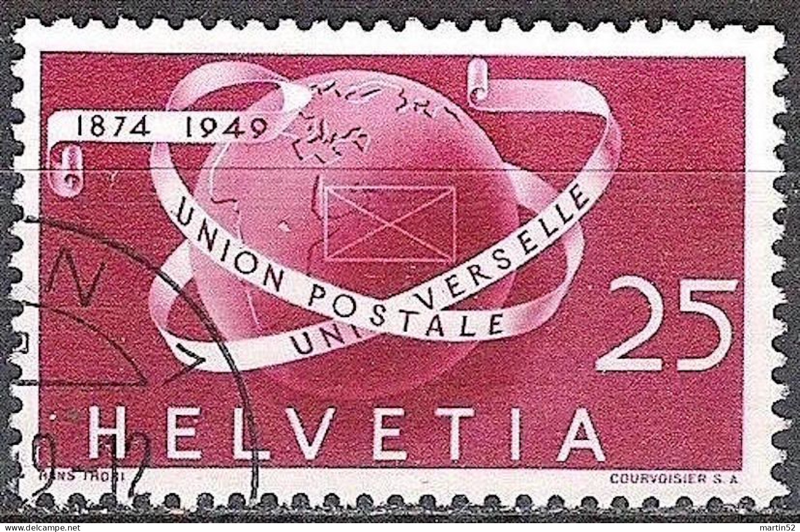 Schweiz Suisse 1949: "75 Jahre UPU" (25c Globus) Zu 295 Mi 523 Yv 475 Mit Eck-Stempel BERN 1 (Zumstein CHF 10.00) - Usati