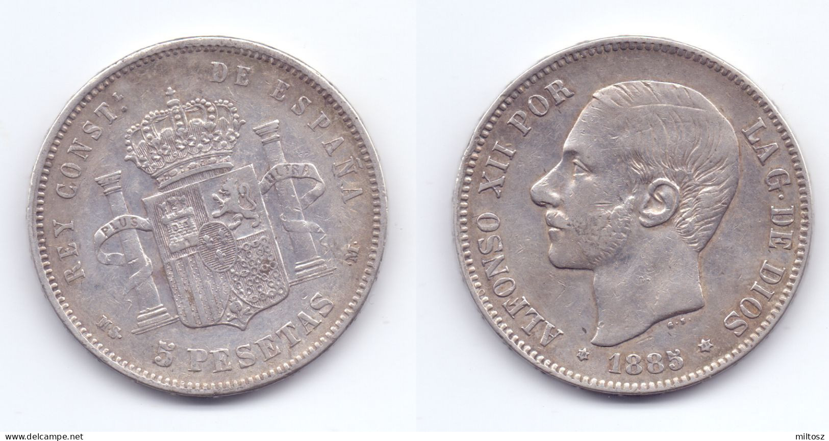 Spain 5 Pesetas 1885 (85) MSM - Monnaies Provinciales