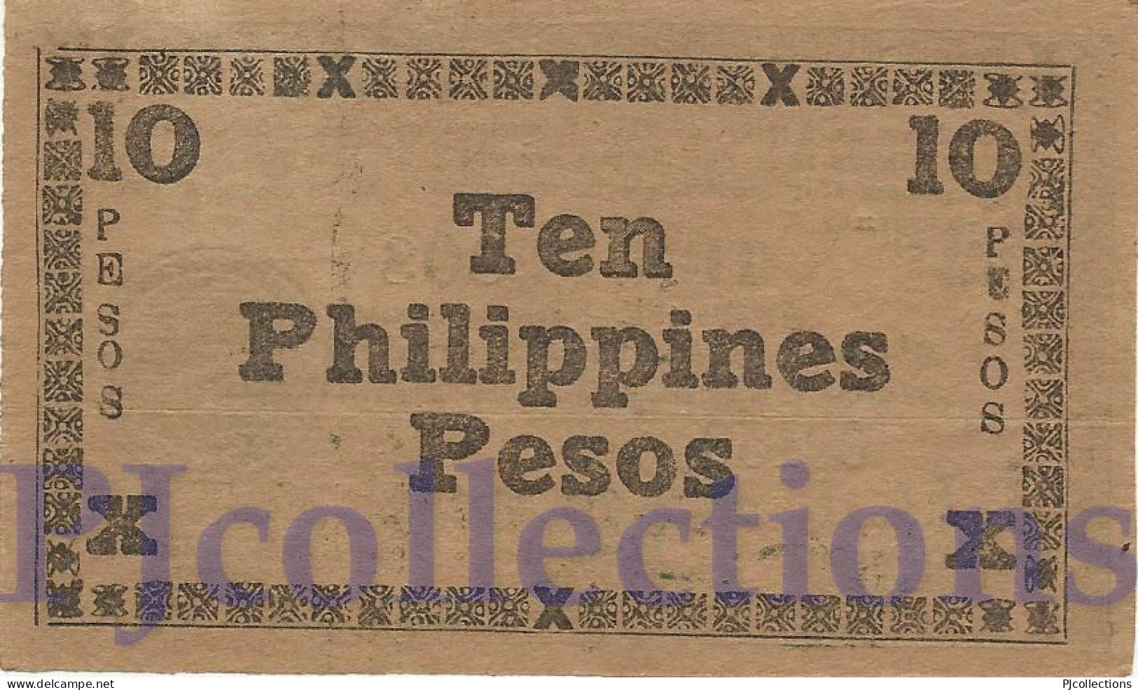 PHILIPPINES 10 PESOS 1944 PICK S677a AU EMERGENCY BANKNOTE - Filippijnen