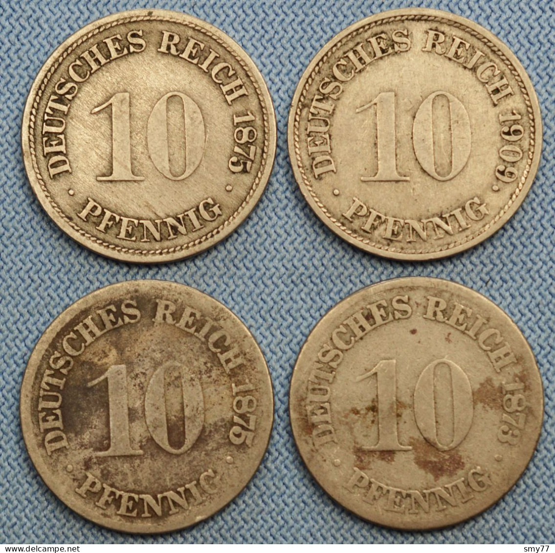 Germany / Deutschland • Lot 4x • 10 Pfennig • 1873 F – 1875 D – 1875 H – 1909 G • Rares Dates •  Allemagne • [24-615] - 10 Pfennig
