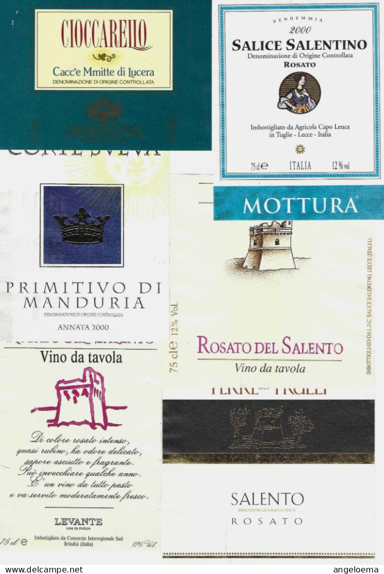 ITALIA ITALY - 11 Etichette Vino Rosso PUGLIA Anni 80-90 Vari Vini Rossi E Rosati Pugliesi - Lotto 1 - Rouges