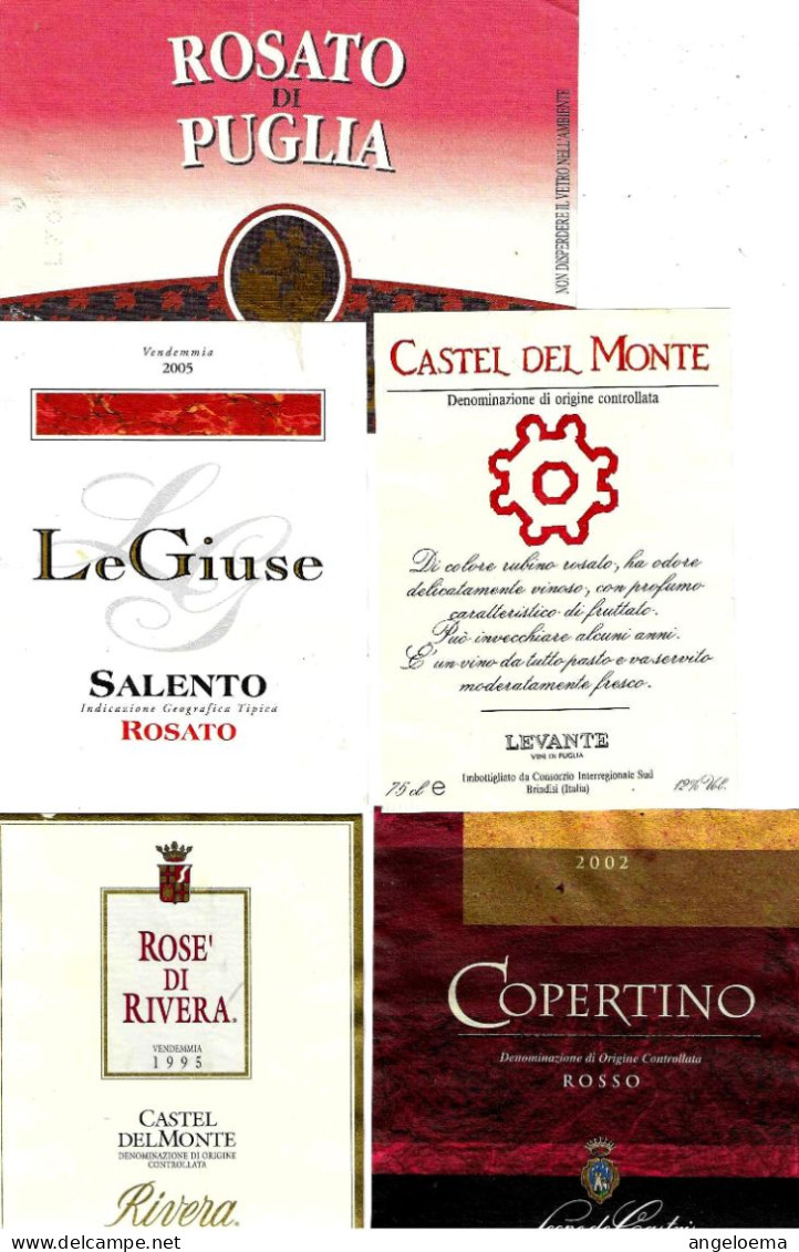 ITALIA ITALY - 11 Etichette Vino Rosso PUGLIA Anni 80-90 Vari Vini Rossi E Rosati Pugliesi - Rode Wijn