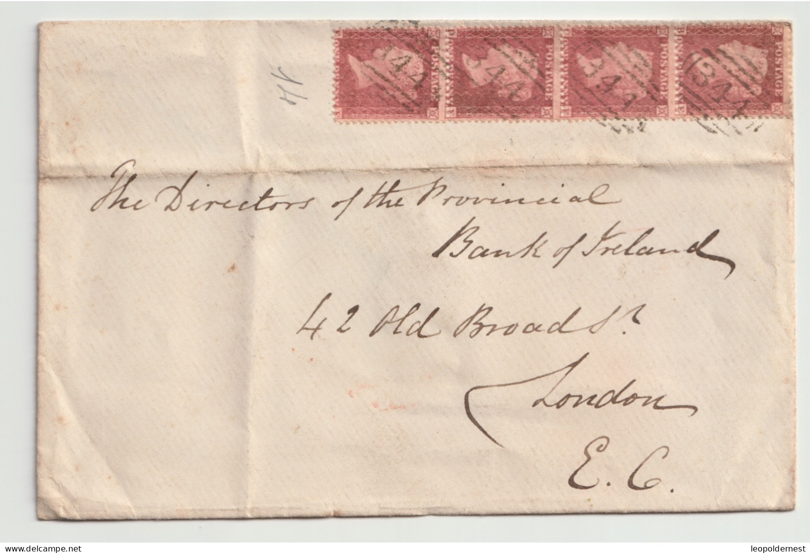 Grande Bretagne - 1 Penny X 4.  Rouge. 1862  Sur  Enveloppe. - Cartas