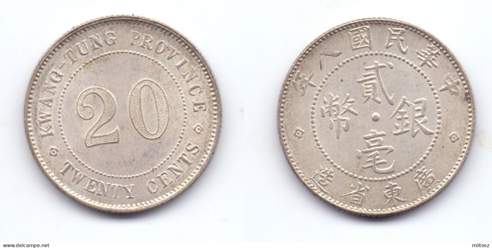 China Kwangtung 20 Cents 1919 (8) - Chine