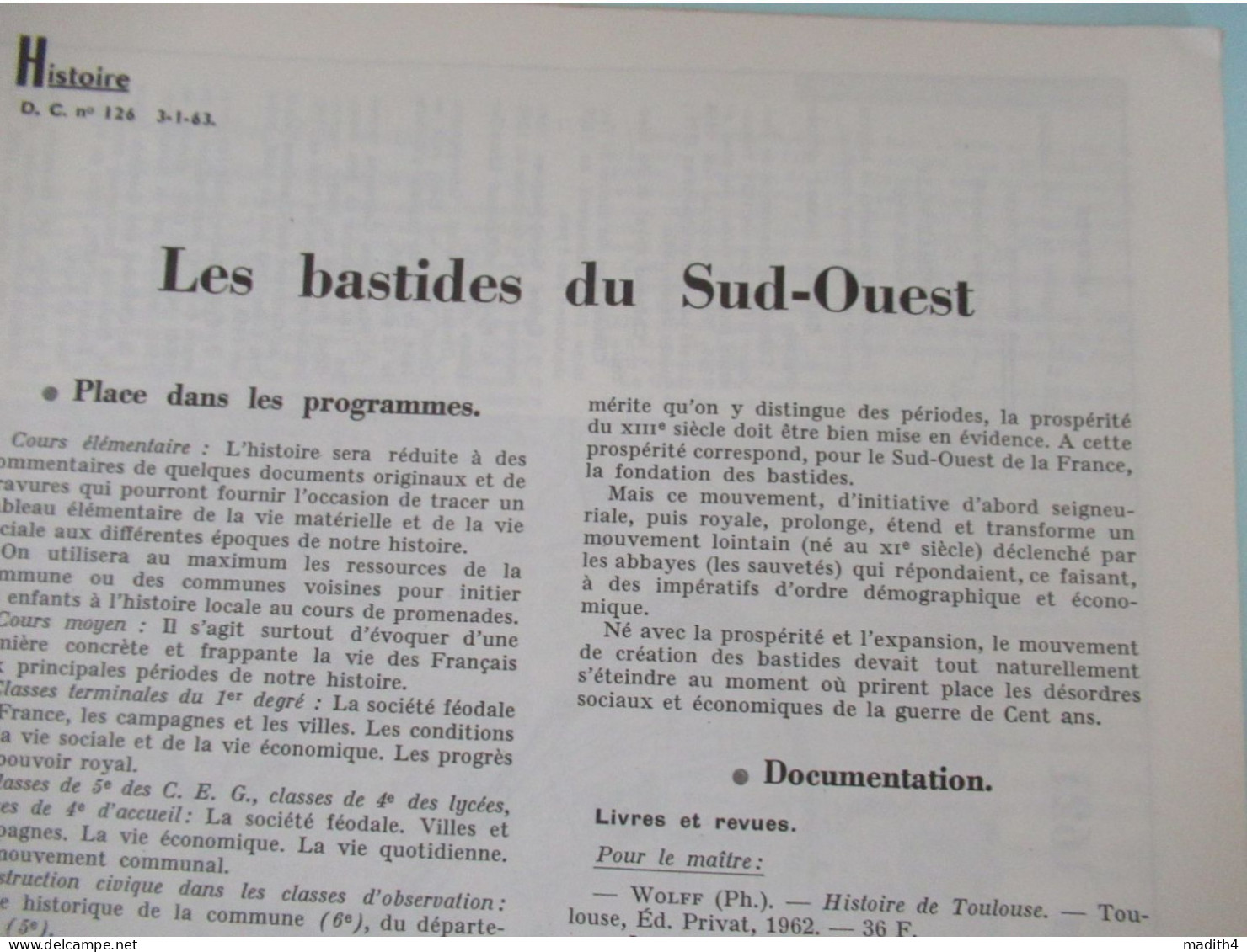 Documents Pour La Classe 126 Janvier 1963 Ferronnerie D'art Bastides Du Sud Ouest Marco Polo - Learning Cards